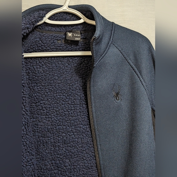 New Spyder men's S knit jacket with plush Sherpa lining - Picture 3 of 8